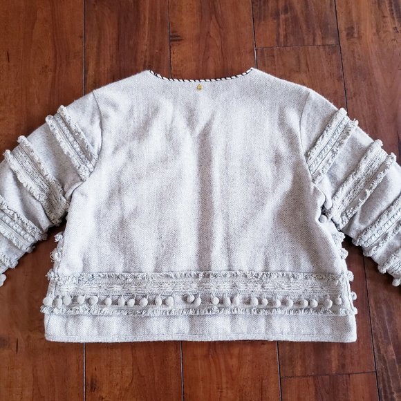 Harlyn Anthropologie Cropped Open Front Jacket Medium Annapolis Pom Pom NWT - Picture 12 of 16
